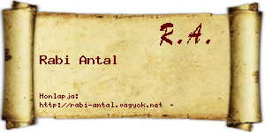 Rabi Antal névjegykártya